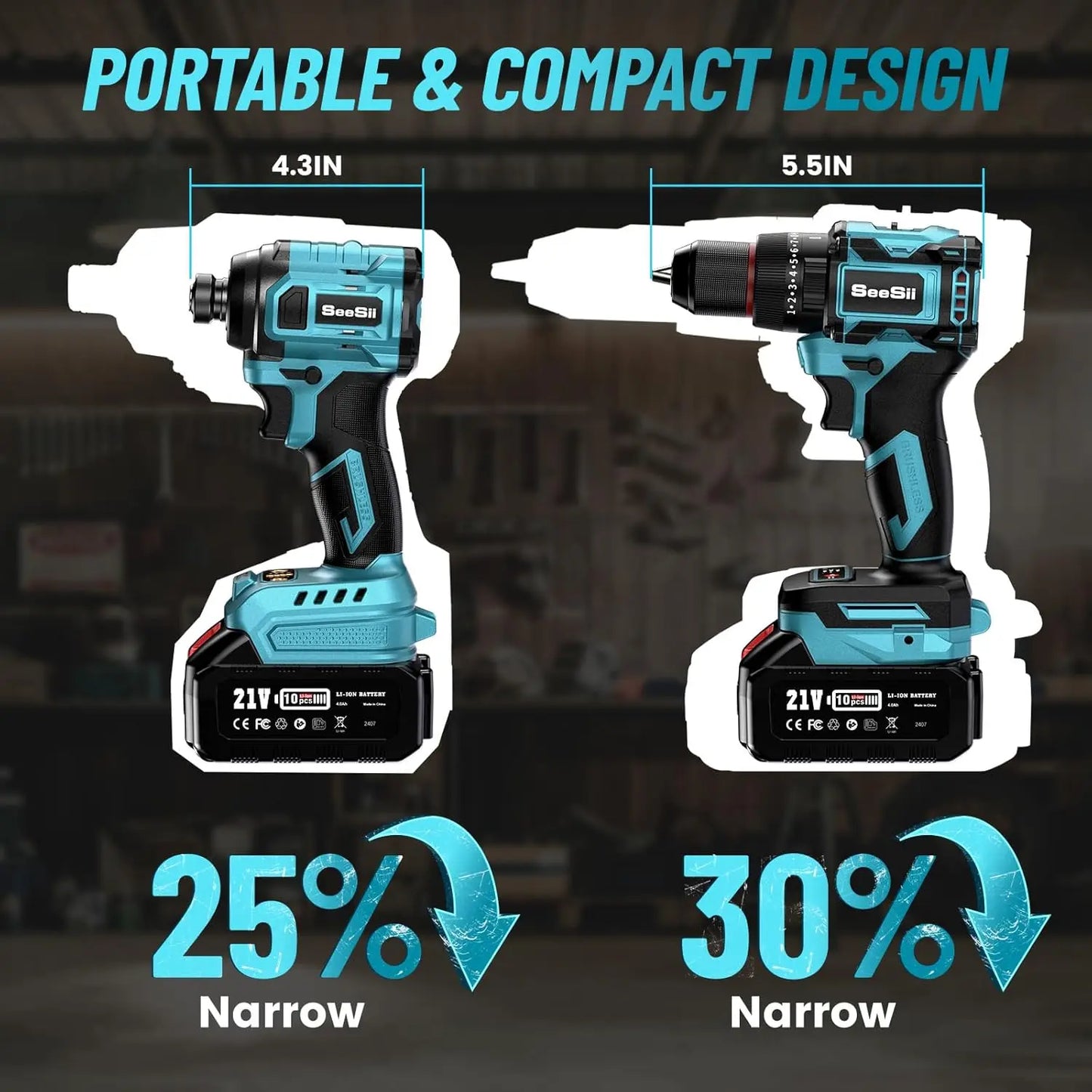 21V Drill and Driver Cordless w/batteries & acces