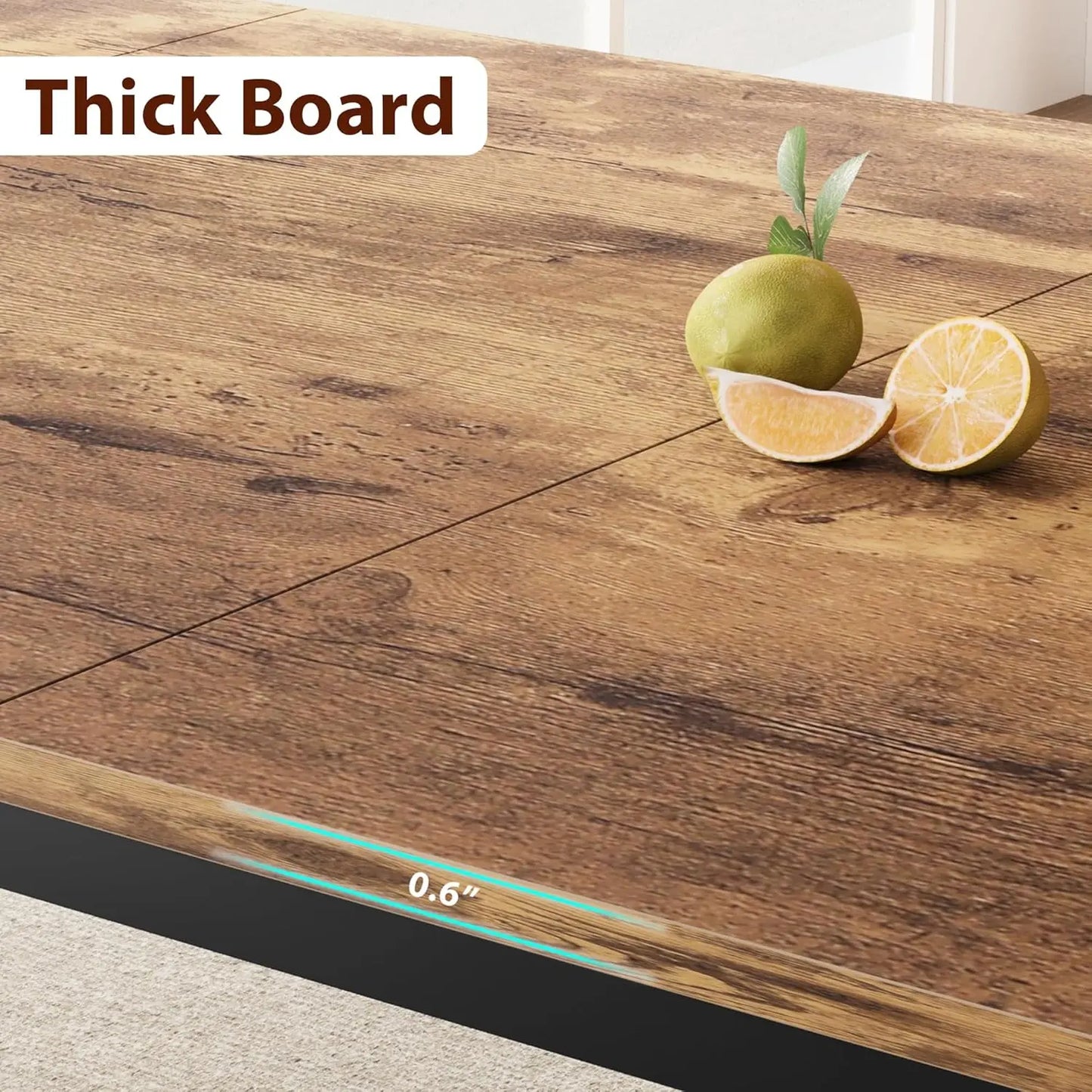78.7 Inch Rectangle Wood W/Steel Legs, Seats 6