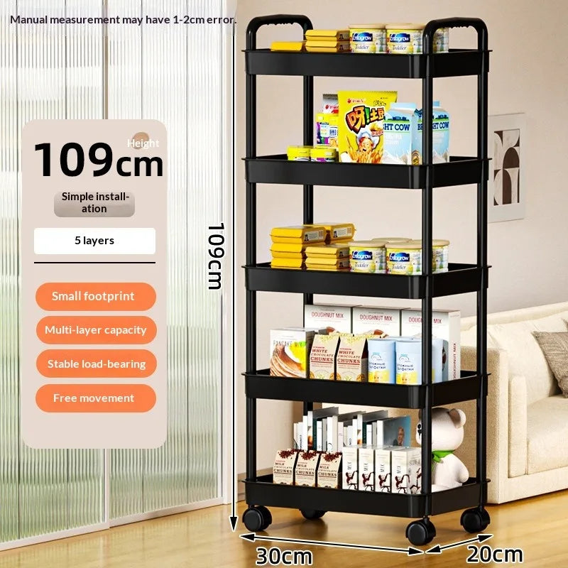 Hot 5-tier Kitchen Storage Shelf, Mobile Trolley
