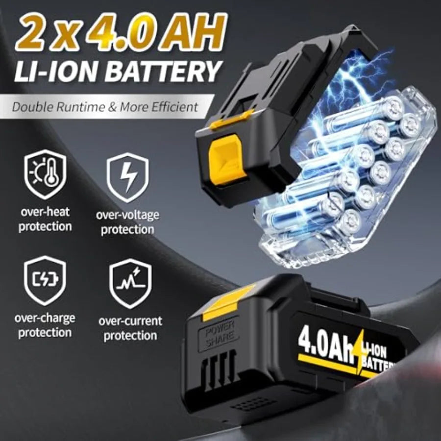 Cordless Angle Grinder 4-1/2" W/Batteries and Accessories