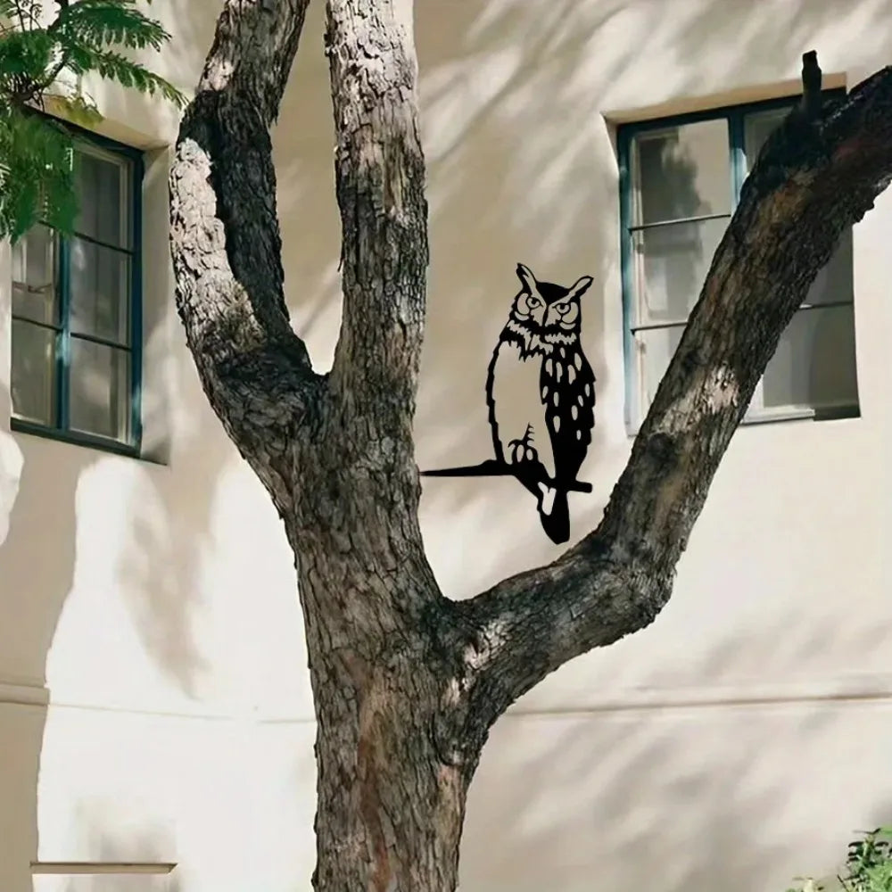 Metal Owl Tree Decor
