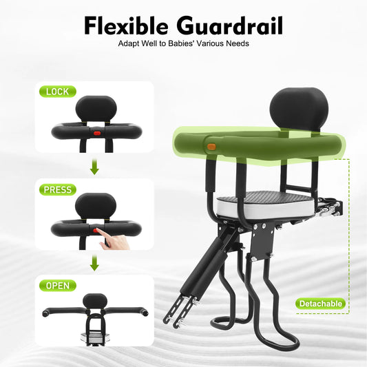 80kg Child Bicycle Seat Adjustable Bicycle Child Carrier Sponge Padding Kids Bike Seat for 1 to 5 Years Old Children