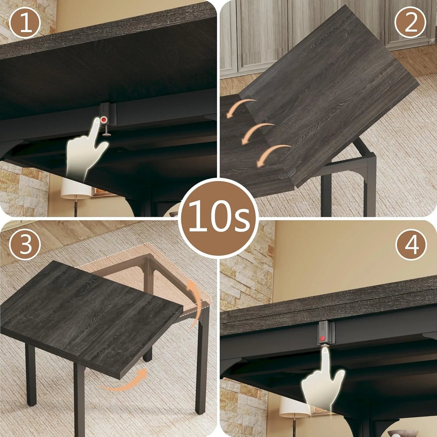 Dining Table Set for 4,  Extendable Table W/4 Cushioned Chairs