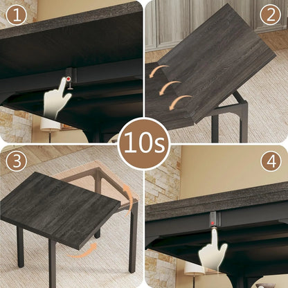 Dining Table Set for 4,  Extendable Table W/4 Cushioned Chairs