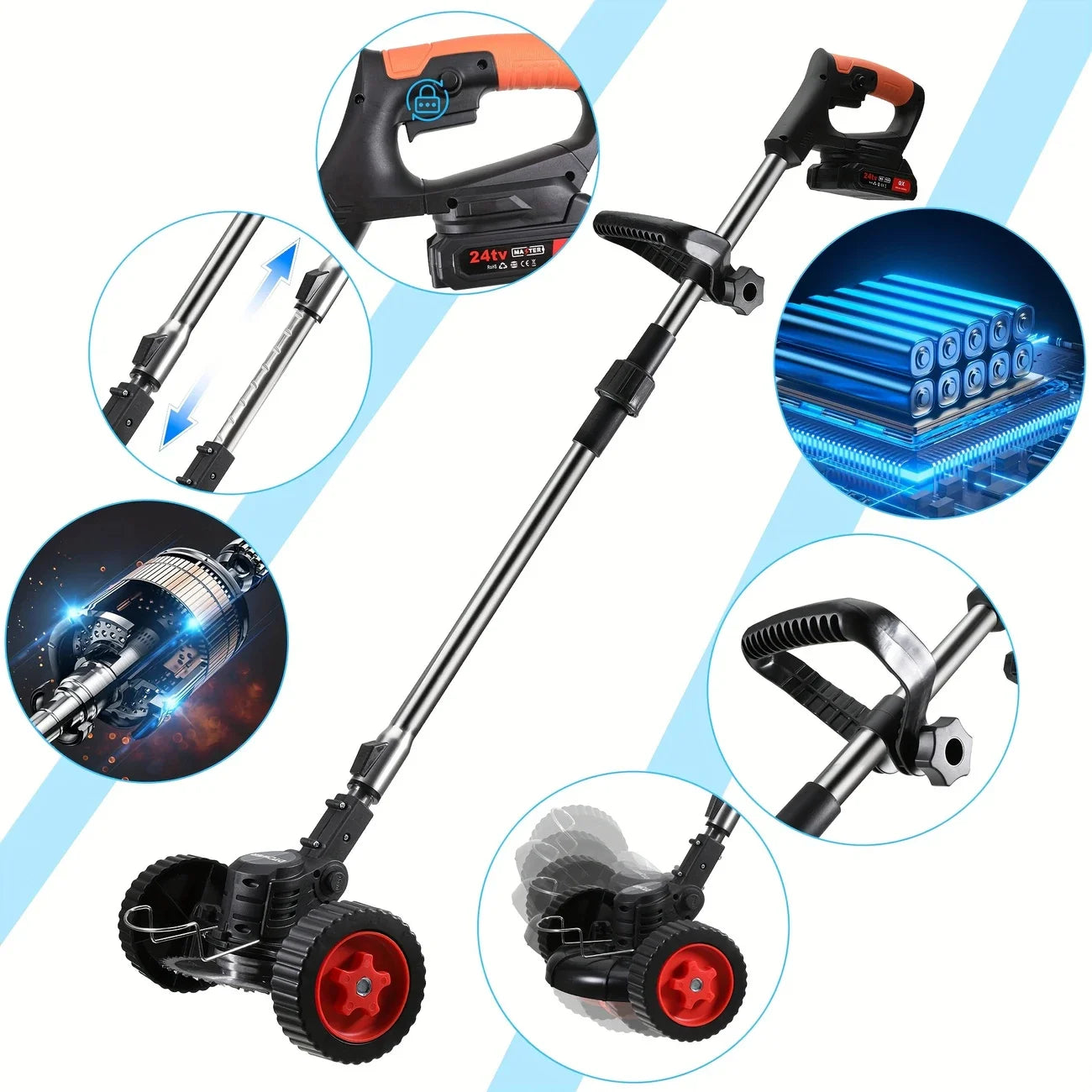 Lawn Edger, Weed Wacker, Cordless W/Batteries and Accessories