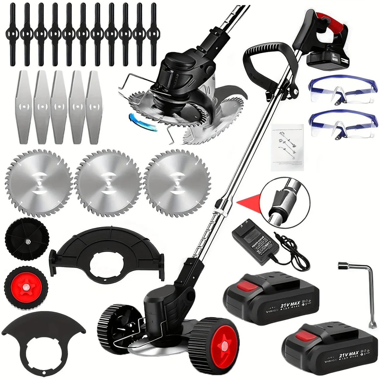 Lawn Edger, Weed Wacker, Cordless W/Batteries and Accessories