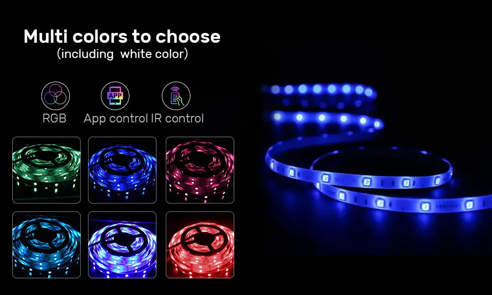 LED Strip Light RGB 5050 Music Sync Color Changing  Sensitive Built-in Mic, App Controlled LED Lights 5M 10M 15M DC12V Flexible