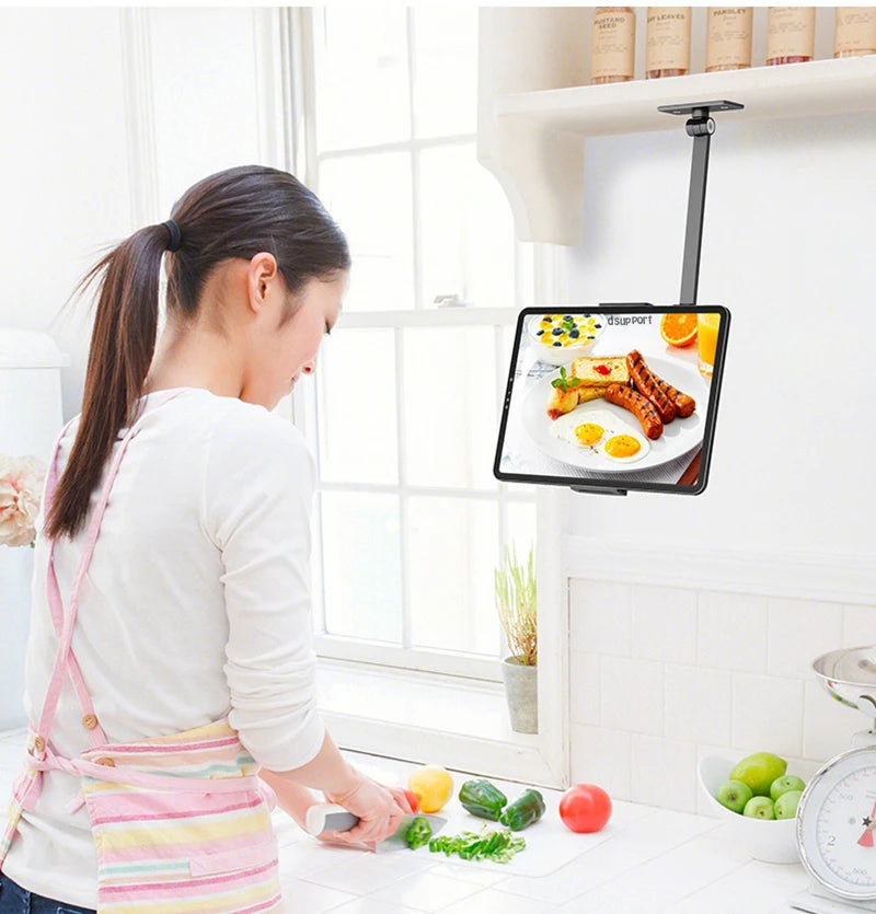 Tablet Wall ceiling Mount for Kitchen Foldable Adjustable 5-13 inch Tablet stand For phone & tablet & ipad