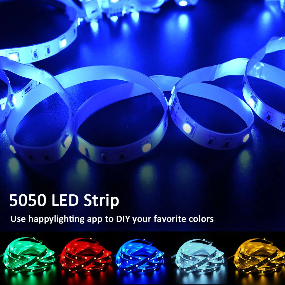 LED Strip Light RGB 5050 Music Sync Color Changing  Sensitive Built-in Mic, App Controlled LED Lights 5M 10M 15M DC12V Flexible