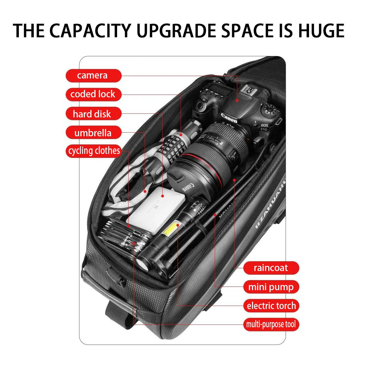 Large-capacity hard-shell rear camel bag for bicycles