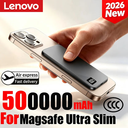 Lenovo 500000mAh Magnetic Power Bank PD22.5W Super Fast Charging Portable External Battery for Magsafe For Iphone Samsung Huawei