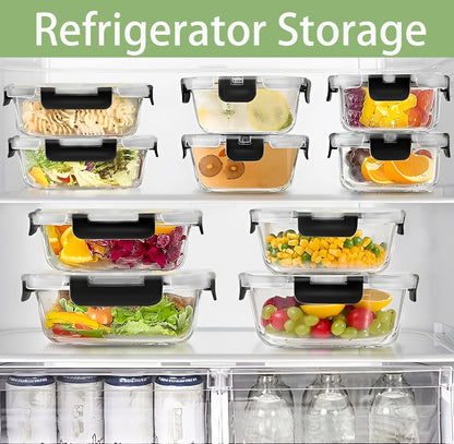 12pcs Glass Lunch Box Food Storage Containers