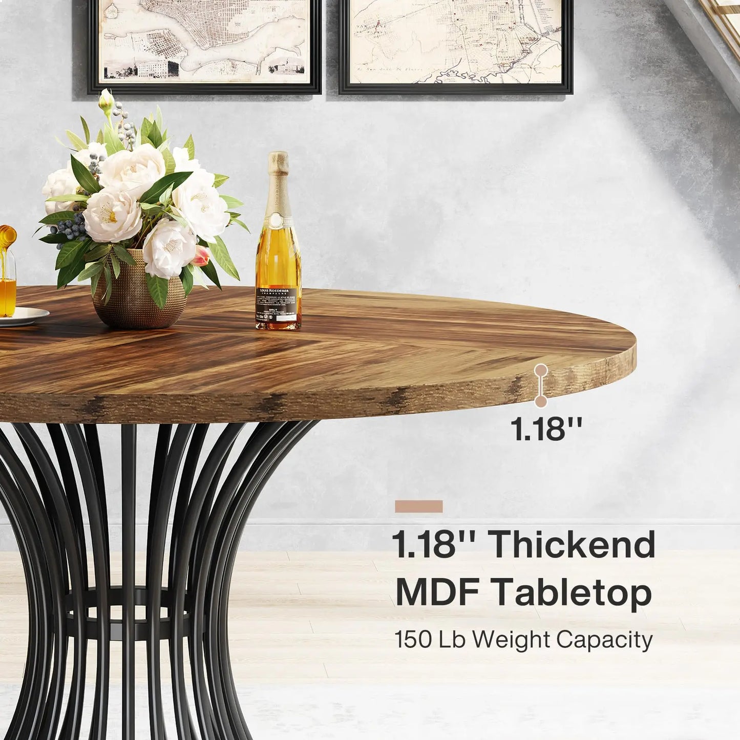 Tribesigns 47" Round Dining Table, Seats 4-6