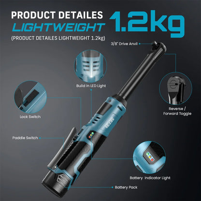 6" Extended Ratchet Wrench 3/8 drive W/acces