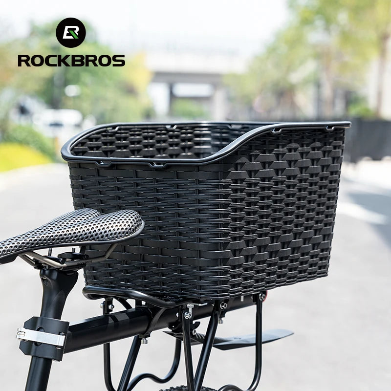 ROCKBROS Rear Bike Basket Large Capacity With Telescopic Cover