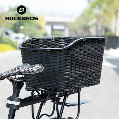 ROCKBROS Rear Bike Basket Large Capacity With Telescopic Cover