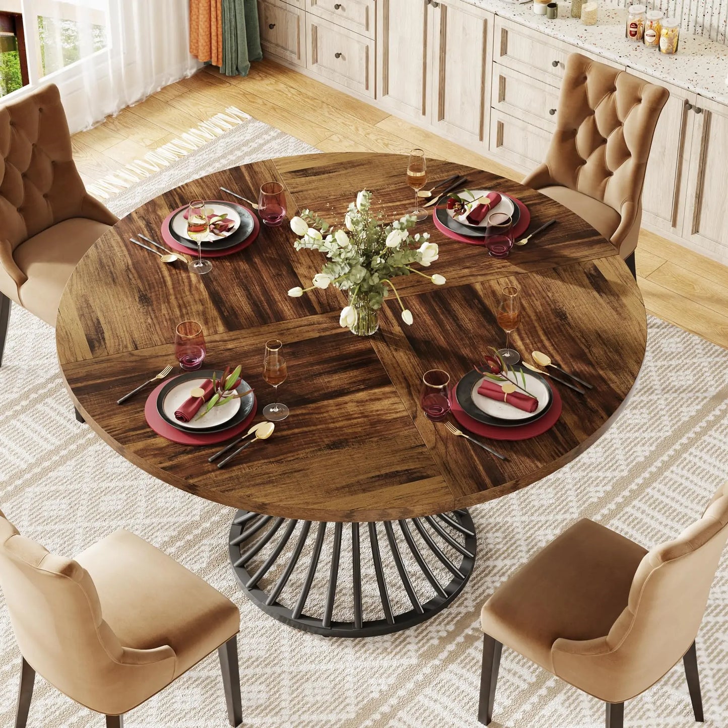 Tribesigns 47" Round Dining Table, Seats 4-6