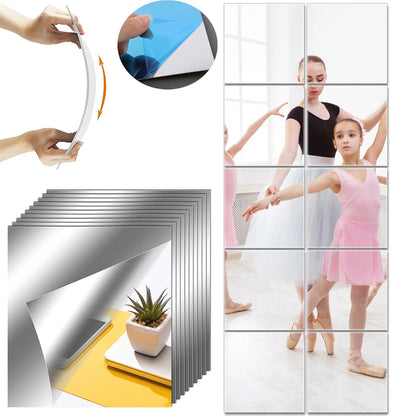 20 PCs 20 cm x20 cm Mirror Wall Stickers Acrylic