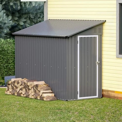 4'x8' Metal Lean To Lockable Shed