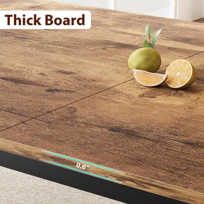 78.7 Inch Rectangle Wood W/Steel Legs, Seats 6