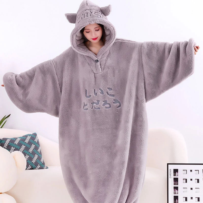 WOSTAR Winter soft fleece blanket with sleeves hooded Sweater blanket wearable oversized outdoor warm flannel hoodie blanket