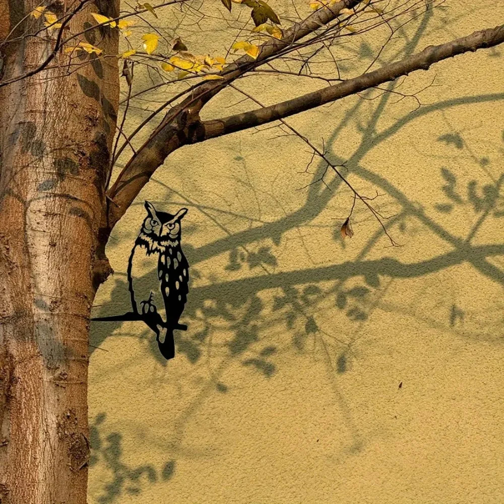Metal Owl Tree Decor