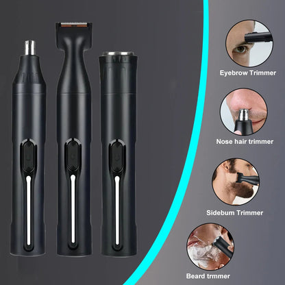 Professional Grooming Kit, USB Rechargeable Nose & Ear Hair Trimmer, Beard and Eyebrow Razor, Men'S Personal Care Tools 4 in 1