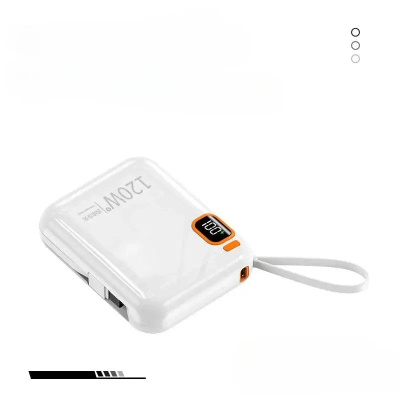 120W Power Bank 50000mah Portable High Capacity Cable Two-way Fast Charging Mini 2in1 Wire Powerbank For Iphone Samsung Xiaomi