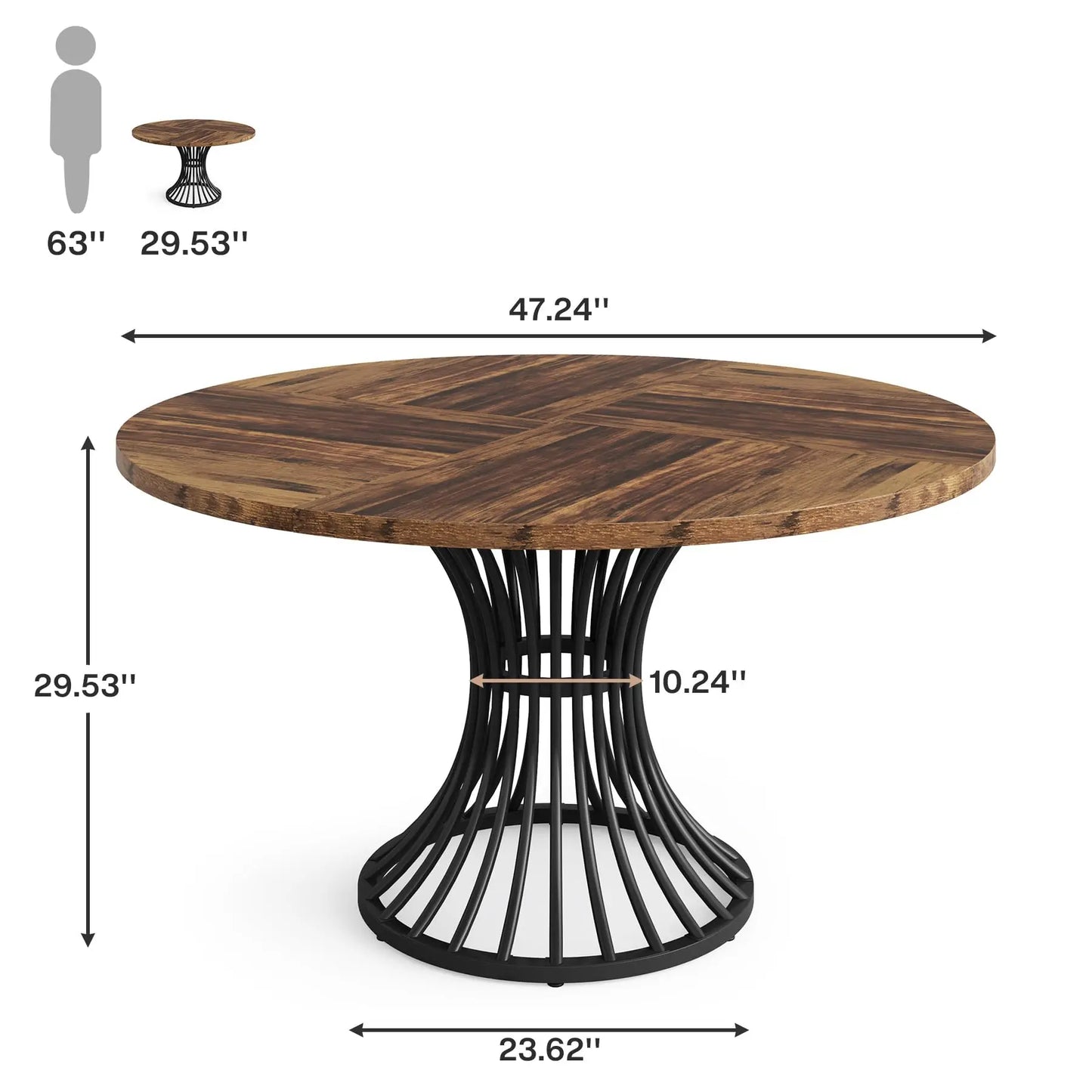 Tribesigns 47" Round Dining Table, Seats 4-6