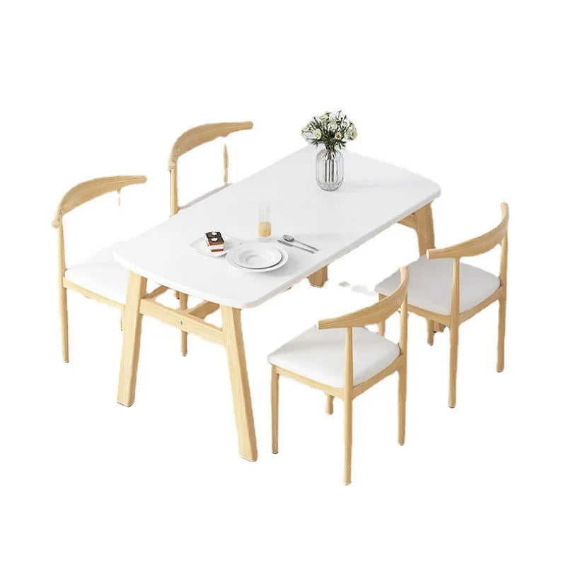Modern Minimalist Rectangular Dining Table 4 Seater Set Space Saving Extendable Folding Kitchen Dining Room Small Apartment