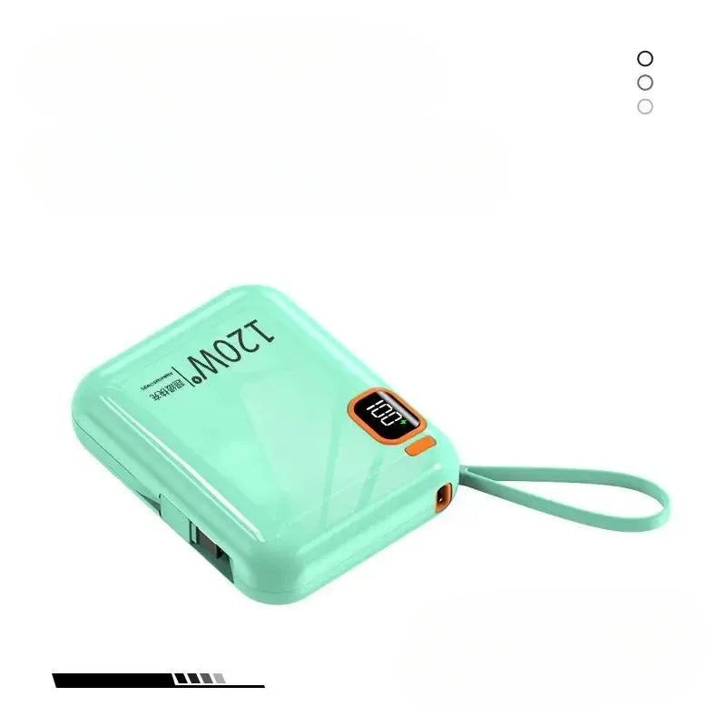 120W Power Bank 50000mah Portable High Capacity Cable Two-way Fast Charging Mini 2in1 Wire Powerbank For Iphone Samsung Xiaomi