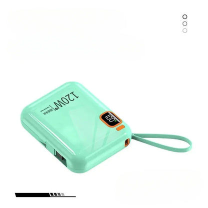 120W Power Bank 50000mah Portable High Capacity Cable Two-way Fast Charging Mini 2in1 Wire Powerbank For Iphone Samsung Xiaomi
