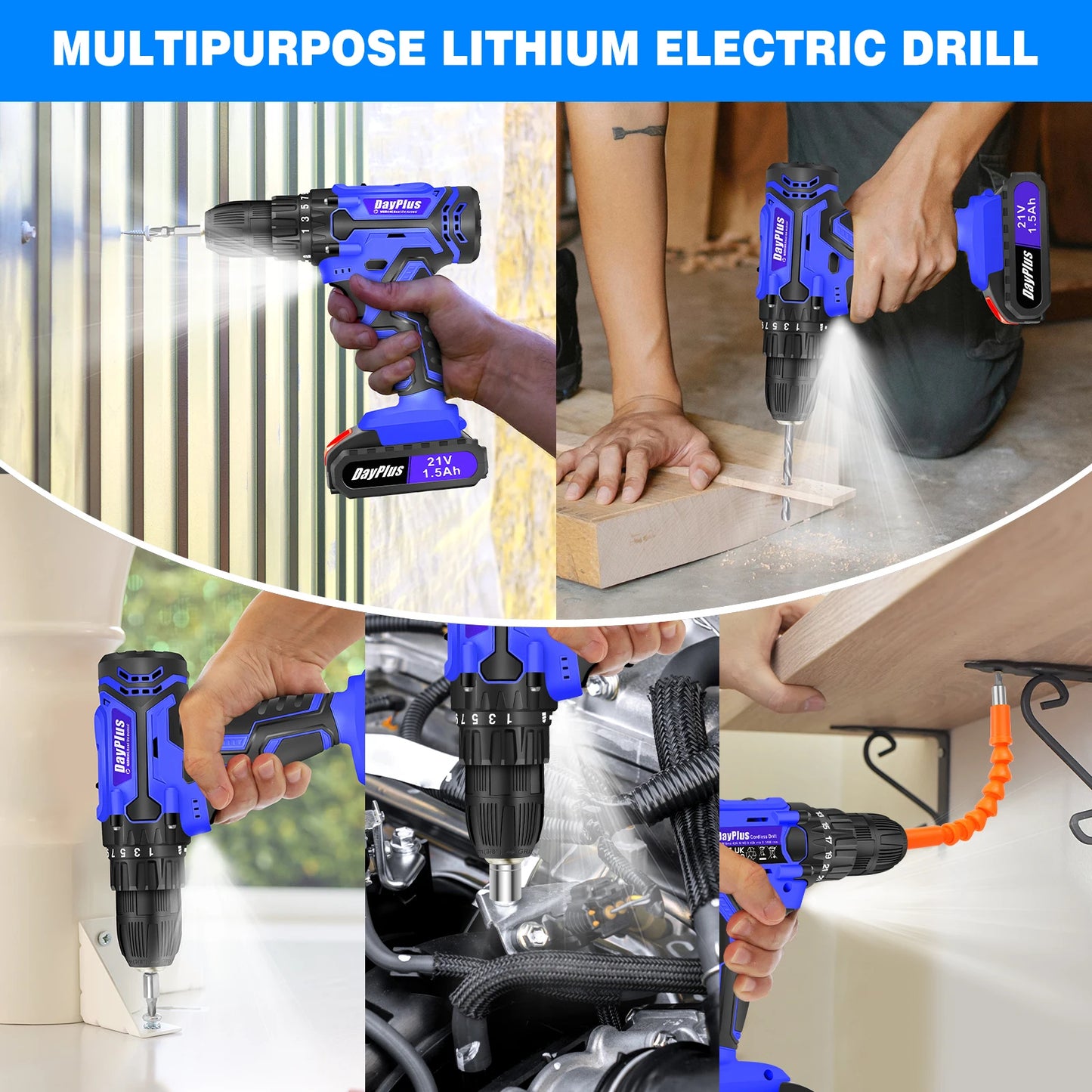 21V Cordless Power Drill or Driver, W/ Battery and access