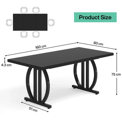 Tribesigns Dining Table for 4-6 People, HD Metal Legs