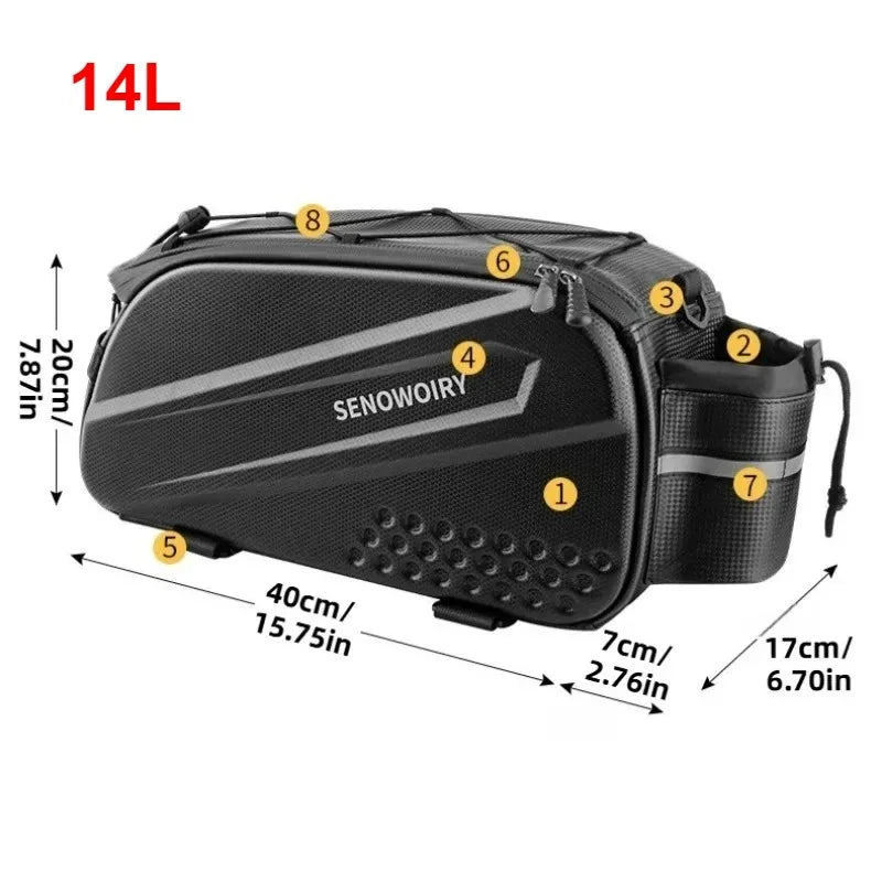 10/14L Bike Camel Bag Large Capacity Waterproof Foldable Rear MTB Shoulder Strap Universal Cycling Luggage Accessories