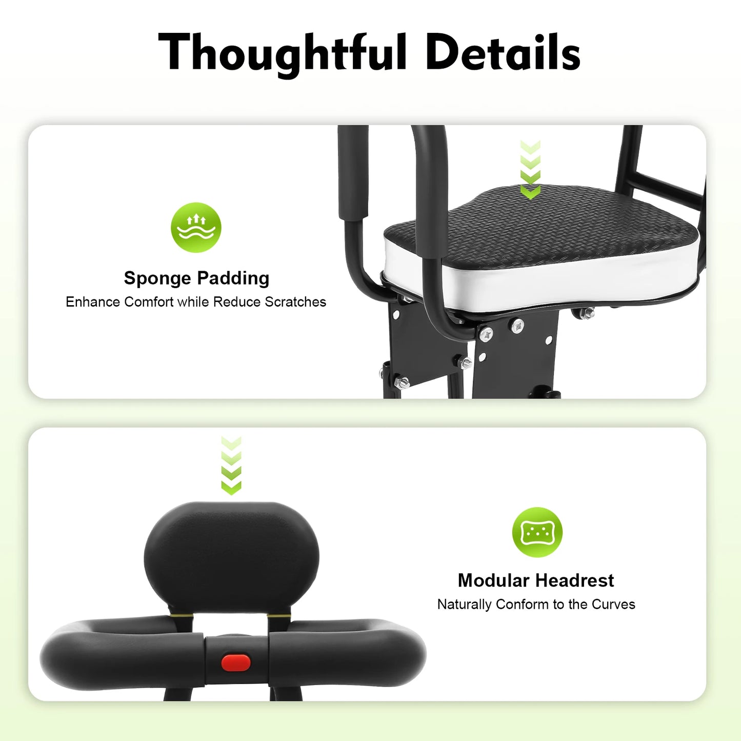 80kg Child Bicycle Seat Adjustable Bicycle Child Carrier Sponge Padding Kids Bike Seat for 1 to 5 Years Old Children