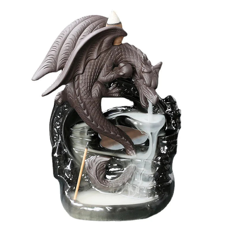 Creative Dragon Waterfall Backflow Incense Burner Pterosaur Home Decor Incense Stick Holder Ceramic Censer Handicrafts