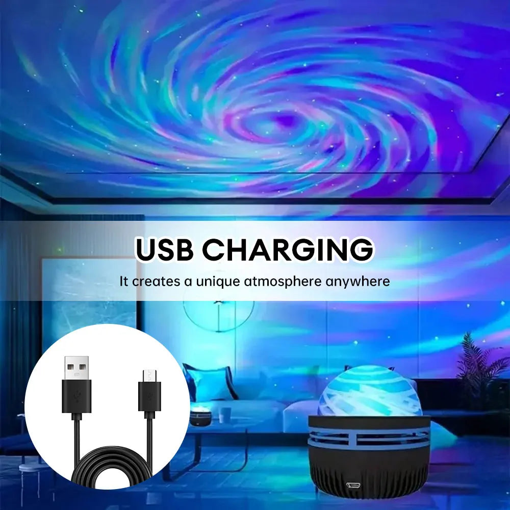 Vortex Galaxy Projector Light Creative Aurora Dynamic Projector Bedroom Night Light Kids Room Decoration Christmas Party Decor