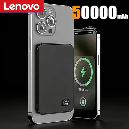 Lenovo 500000mAh Magnetic Power Bank PD22.5W Super Fast Charging Portable External Battery for Magsafe For Iphone Samsung Huawei