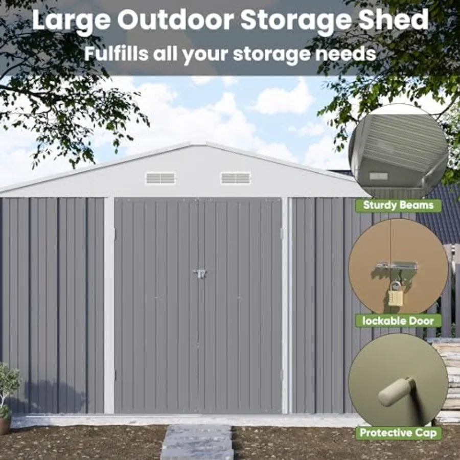 10' x 10' Metal Storage Shed, Lockable