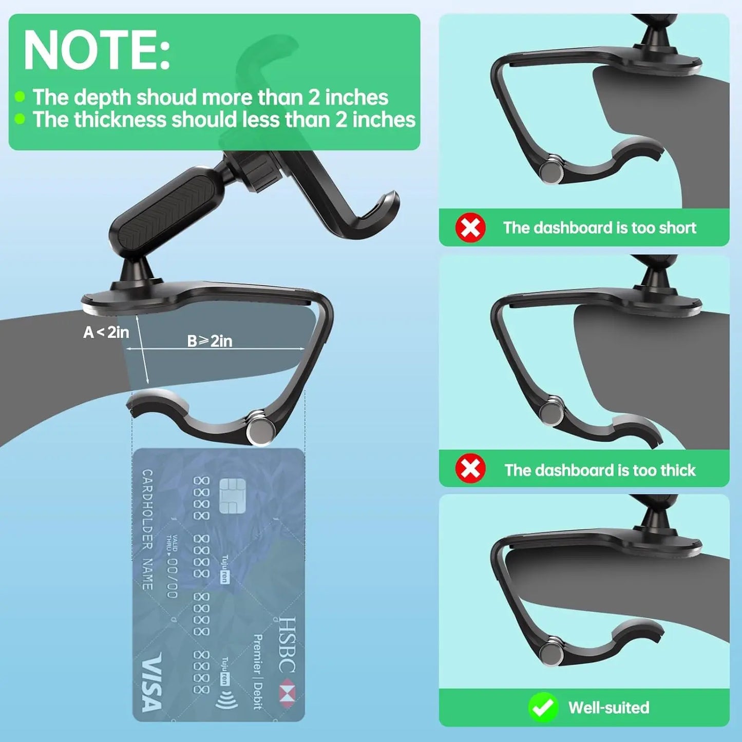 360 Degree Rotation Dashboard Cell Phone Holder