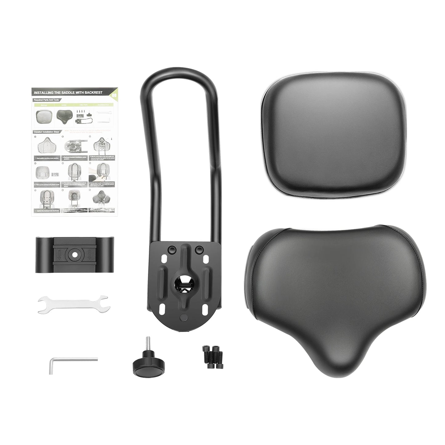 Bike Seat with Backrest, Large Comfortable Cushion, Tricycle Saddle, Wide Back Support, Ergonomic Design for Long Ride Comfort