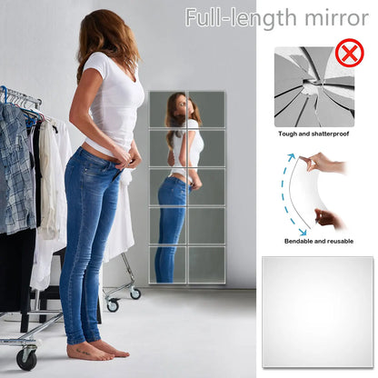 20 PCs 20 cm x20 cm Mirror Wall Stickers Acrylic