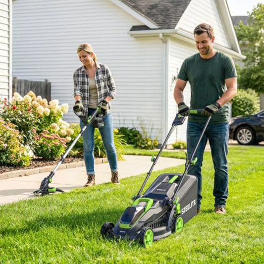 20V Cordless Electric Lawn Mower and String Trimmer Combo