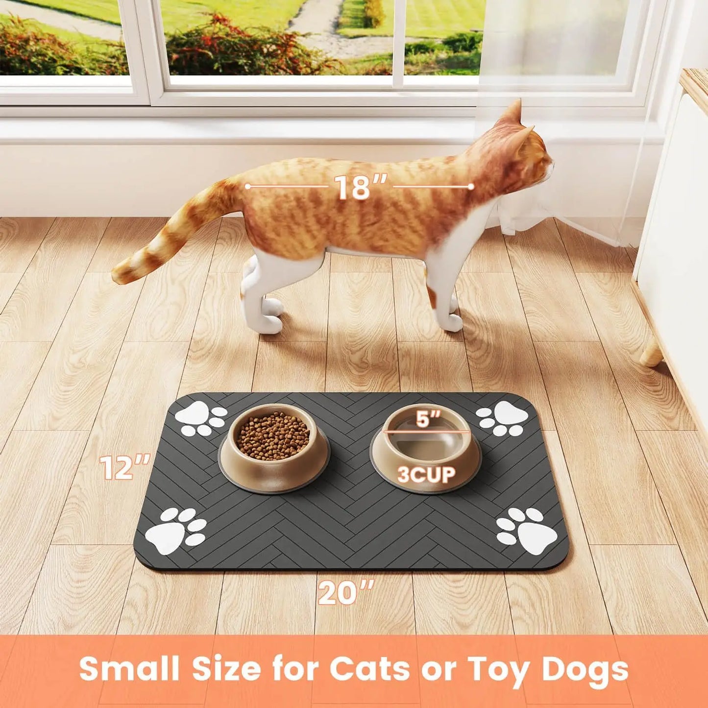 Pet Feeding Mat-Absorbent Pet Placemat for Food and Water
