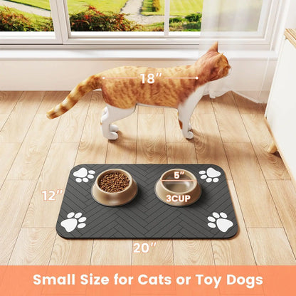 Pet Feeding Mat-Absorbent Pet Placemat for Food and Water