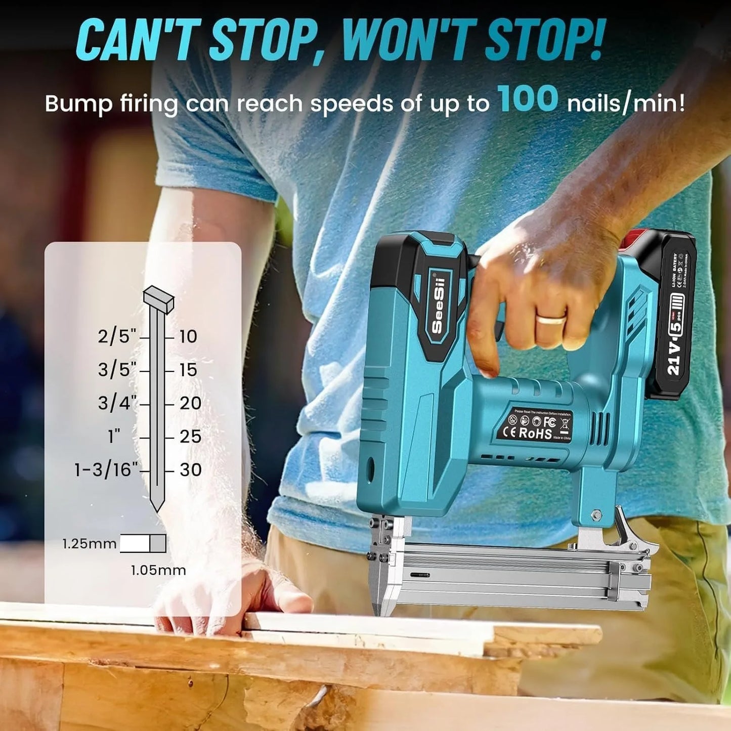 Cordless Nailer, Stapler, 18ga. W/batteries