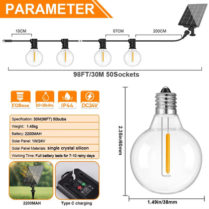 G40 Outdoor Solar String Light Garland
