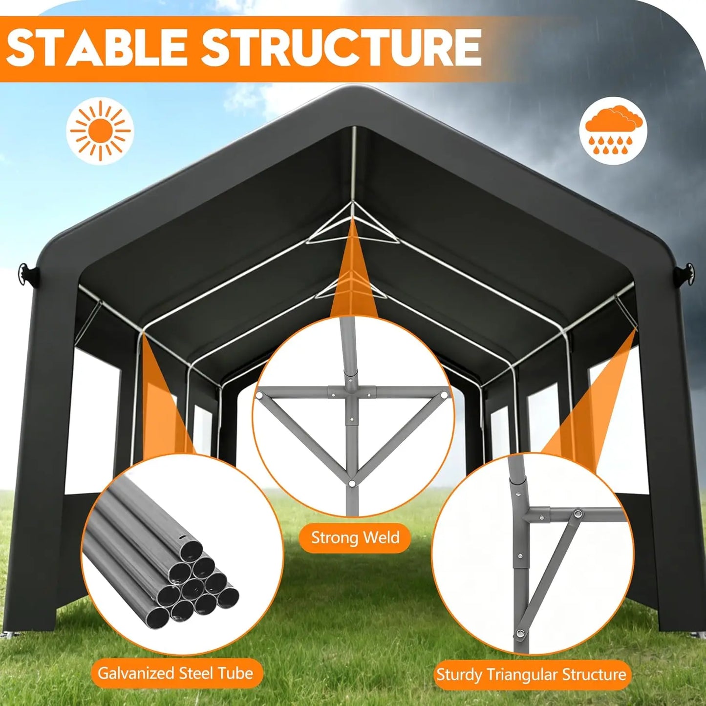 12' x 20' Outdoor Carport Canopy