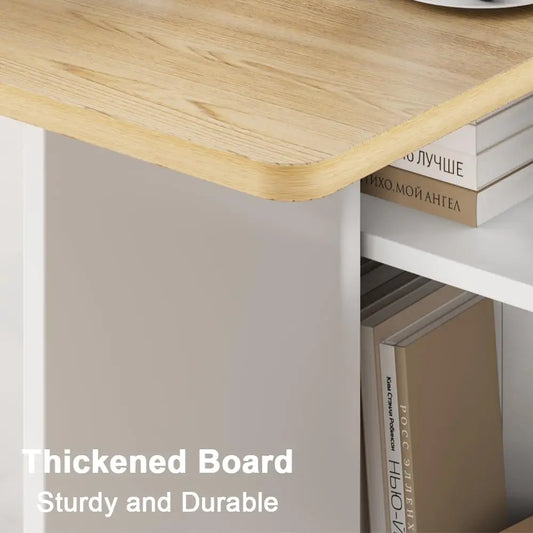 Folding Dining Table, Drop Leaf Dining Table for 4, Foldable Kitchen Table with 2 Storage Shelf